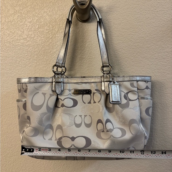 Coach Gallery Optic Signature Metallic Tote Bag NWT